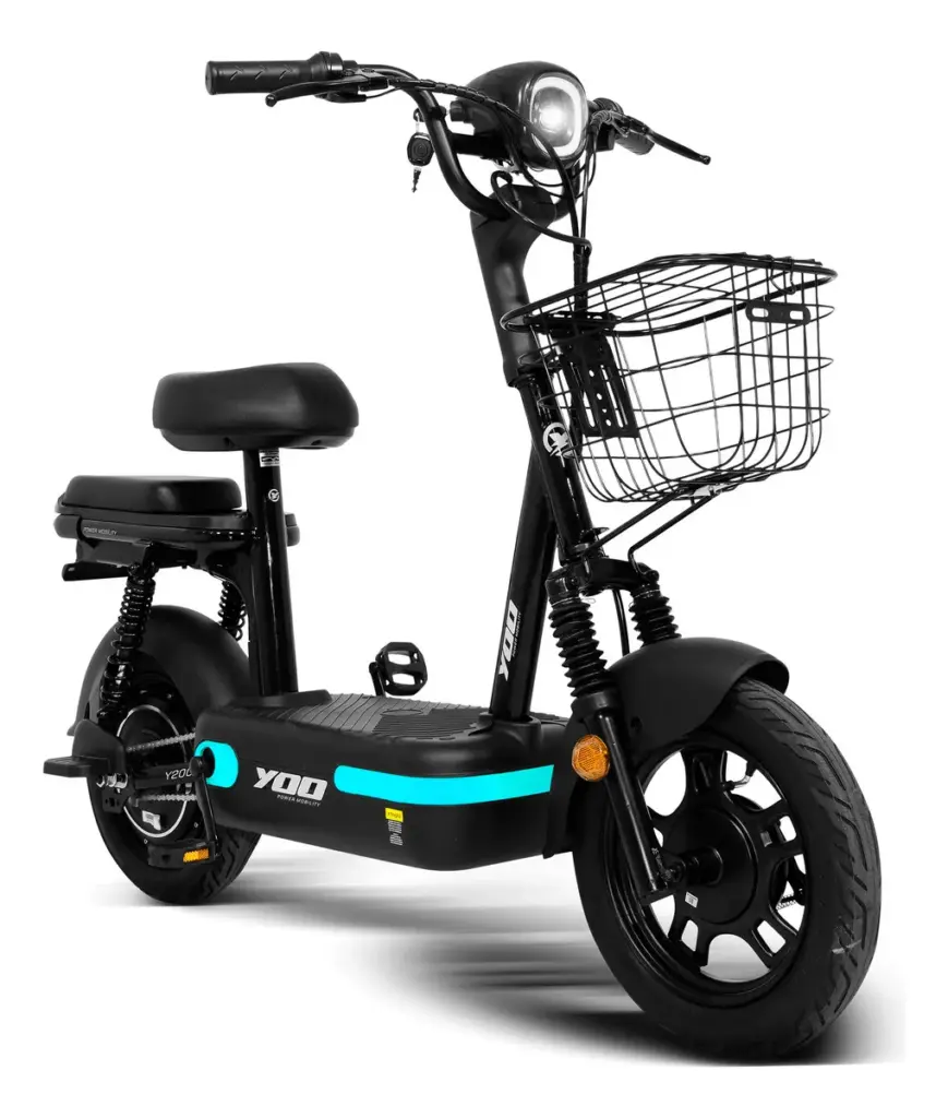 Bicicleta Elétrica 350w Aro 14 AngieYoo Mobility Scooter Y200 Cor Preto/azul